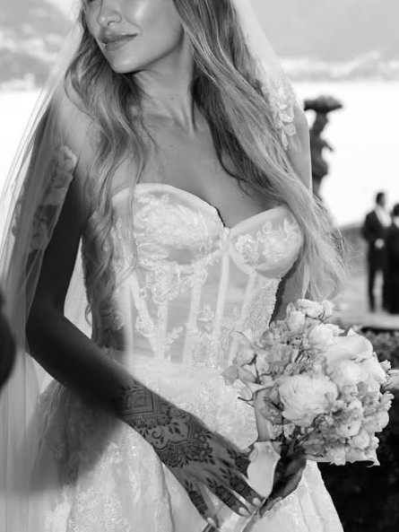 Ivory mesh bridal steel boned corset with lace applique