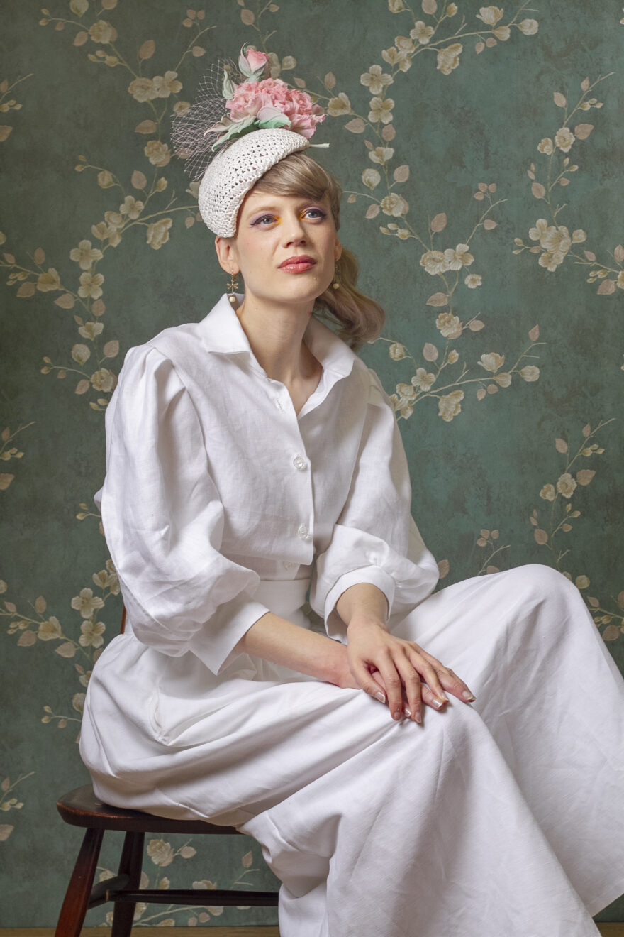 Vintage Reproduction White Linen Shirt and Palazzo Trousers